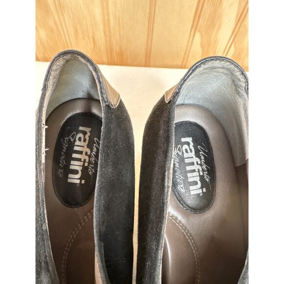 Umberto Ruffini Signature Black Leather & Suede Stretch Wedge Shoes Size 8 - Picture 6 of 10